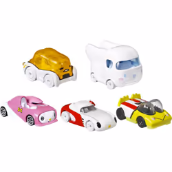 Hot Wheels Sanrio Character Car 5-Pack Toy Cars in 1:64 Scale: Hello Kitty Keroppi Gudetama Cinnamaroll & My Melody