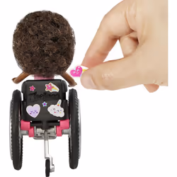 Barbie Chelsea Doll & Wheelchair with Moving Wheels  Ramp  Sticker Sheet & Accessories  Small Doll with Curly Brown Hair