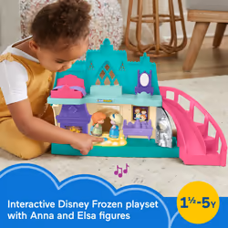 Fisher-Price Little People Toddler Toy Disney Frozen Arendelle Castle Playset with Lights Sounds Anna & Elsa Figures for Pretend Play Ages 18+ Months