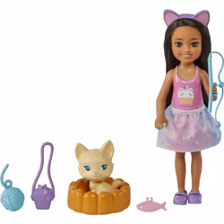 Barbie Chelsea Doll Brunette with Pet Bunny  Storytelling Accessories Including Pet Bed  Bunny Treats  More  Toy for 3 Year