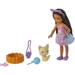 Barbie Chelsea Doll Brunette with Pet Bunny  Storytelling Accessories Including Pet Bed  Bunny Treats  More  Toy for 3 Year