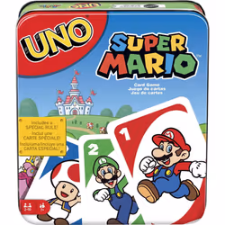 ?UNO Super Mario Card Game in Storage Tin, Video Game-Themed Deck & Special Rule, Gift for Kid, Adult & Family Game Nights, A ...