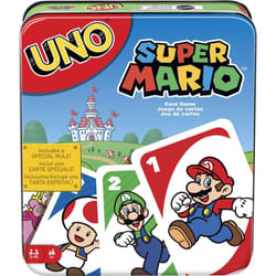 ?UNO Super Mario Card Game in Storage Tin, Video Game-Themed Deck & Special Rule, Gift for Kid, Adult & Family Game Nights, Ages 7 Years Old & Up
