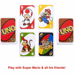 ?UNO Super Mario Card Game in Storage Tin, Video Game-Themed Deck & Special Rule, Gift for Kid, Adult & Family Game Nights, Ages 7 Years Old & Up