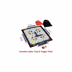 Scrabble Trap Tiles Family Board Game with, Traps, Trigger Tiles, Racks, Tile Bags, Gift for Teen Adult or Family Game Night Ages 10 Years & Older