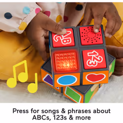 Fisher-Price Baby Learning Toy Laugh & Learn Puppys Activity Cube with Lights Music & Fine Motor Activities for Ages 9+ Months