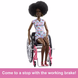 Barbie Fashionistas Doll #194 with Wheelchair & Ramp, Curly Brown Hair, Romper & Accessories - Additional view 4