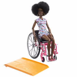 Barbie Fashionistas Doll #194 with Wheelchair & Ramp, Curly Brown Hair, Romper & Accessories - Additional view 5