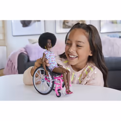 Barbie Fashionistas Doll #194 with Wheelchair & Ramp, Curly Brown Hair, Romper & Accessories - Additional view 6
