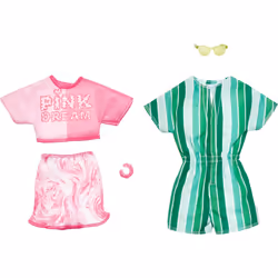 Barbie Fashions Doll Clothes and Accessories Set 2-Pack for Barbie and Ken Dolls with 2 Complete Outfits