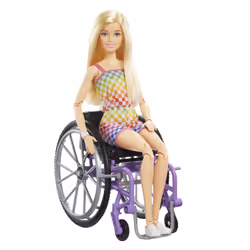 Barbie Fashionistas Doll #194 with Wheelchair & Ramp, Blond Hair, Rainbow Dress & Accessories - Additional view 4