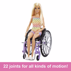 Barbie Fashionistas Doll #194 with Wheelchair & Ramp, Blond Hair, Rainbow Dress & Accessories - Additional view 8