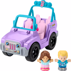 Little People Barbie Toy Car Beach Cruiser with Music Sounds and 2 Fig