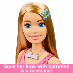 Barbie Large Doll, 28 Inches Tall, Blond Hair and Shimmery Pink Dress - Additional view 4