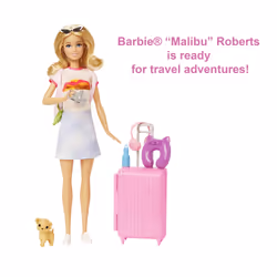 Barbie Dreamhouse Adventures Doll and Accessories, 'Malibu' Travel Set with Puppy and 10+ Pieces Including Working Suitcase - Additional view 5