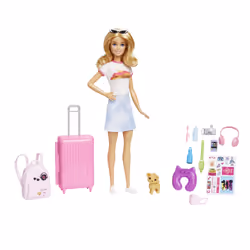 Barbie Dreamhouse Adventures Doll and Accessories, 'Malibu' Travel Set with Puppy and 10+ Pieces Including Working Suitcase - Additional view 6