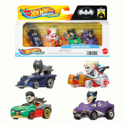 Hot Wheels RacerVerse, Set of 4 Die-Cast Cars with Pop Culture Characters as Drivers