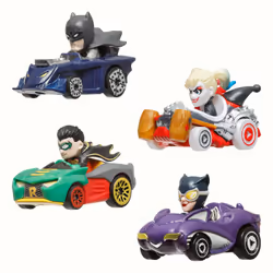 Hot Wheels RacerVerse, Set of 4 Die-Cast Cars with Pop Culture Characters as Drivers