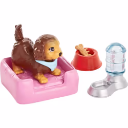 Barbie Pets and Accessories  Interactive Wagging & Nodding Puppy Playset with Pet Bed  11 Total Animal-Themed Pieces
