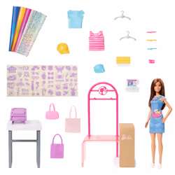 Barbie Make & Sell Boutique Playset with Brunette Doll, Foil Design Tools, Clothes & Accessories - Additional view 4