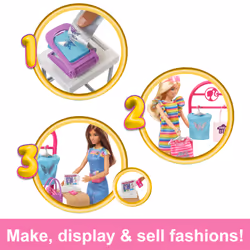 Barbie Make & Sell Boutique Playset with Brunette Doll, Foil Design Tools, Clothes & Accessories - Additional view 7