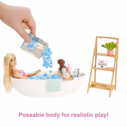 Barbie Fashionistas Doll & Bathtub Playset, Blonde, Confetti Soap & Accessories