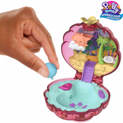 Polly Pocket Dolls & Accessories  Sparkle Beach Shell Compact with Micro Doll & Ocean Pet  Travel Toy with Water Play