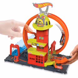 Hot Wheels City Super Loop Fire Station Playset, Track Set with 1 Toy Car, 4 yr(s), Plastic, Multicolour