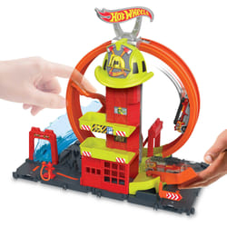 Hot Wheels City Super Loop Fire Station Playset, Track Set with 1 Toy Car