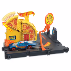 Hot Wheels City Track Set with 1 Car, Pizza Shop Playset