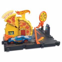 Hot Wheels City Track Set with 1 Car, Pizza Shop Playset