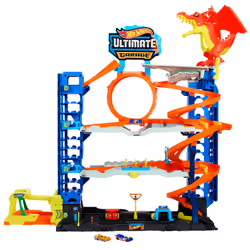 Hot Wheels City Ultimate Garage Playset from “Let’s Race” with 2 Toy Cars & Storage for 50+ Cars