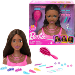 Barbie Doll Styling Head  Brown Hair with 20 Colorful Accessories  Dol