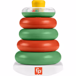Fisher-Price Baby Toy Holiday Rock-a-Stack  Red & Green Ring Stacking Activity for Developmental Play Infants Ages 6+ Months