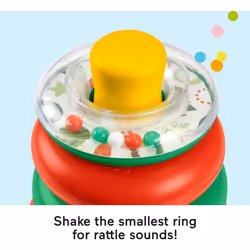 Fisher-Price Baby Toy Holiday Rock-a-Stack  Red & Green Ring Stacking Activity for Developmental Play Infants Ages 6+ Months