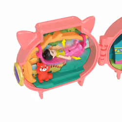 Polly Pocket Pet Connects Red Panda Compact Playset with Doll, Panda Figure & Accessory, Stackable