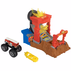 Hot Wheels Monster Trucks Arena Smashers 5-Alarm Fire Crash Challenge Playset with 1 Vehicle, Monster truck & track set, 4 yr ...