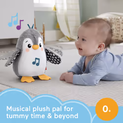 Fisher-Price Plush Tummy Time Toy, Flap & Wobble Penguin, Newborn Musical Toy - Additional view 5