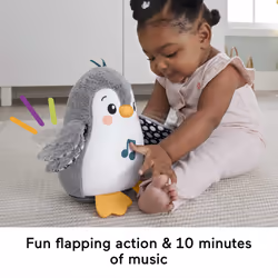 Fisher-Price Plush Tummy Time Toy, Flap & Wobble Penguin, Newborn Musical Toy - Additional view 6