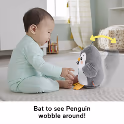 Fisher-Price Plush Tummy Time Toy, Flap & Wobble Penguin, Newborn Musical Toy - Additional view 7
