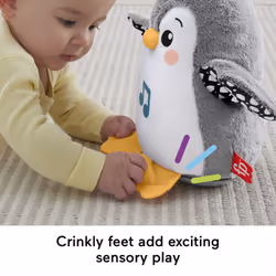 Fisher-Price Plush Tummy Time Toy, Flap & Wobble Penguin, Newborn Musical Toy - Additional view 8