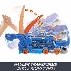 Hot Wheels City Ultimate T-Rex Transporter, Hauler Transforms into a Dino, Featured in “Let’s Race” - Additional view 6