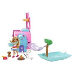 Barbie Chelsea 2-in-1 Camper Playset with Small Doll, 2 Pets & 15 Accessories