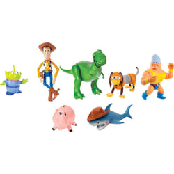 Mattel Disney and Pixar Toy Story Set of 7 Action Figures with Woody  Slinky  Rex  Hamm  Alien  Rocky & Shark  Mattel Disney100 Collectible