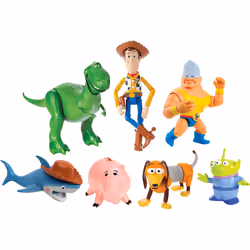 Mattel Disney and Pixar Toy Story Set of 7 Action Figures with Woody  Slinky  Rex  Hamm  Alien  Rocky & Shark  Mattel Disney100 Collectible