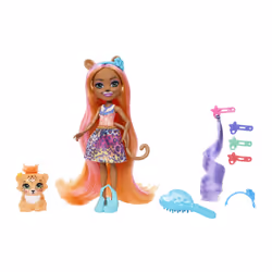 Enchantimals Glam Party CHARISSE CHEETAH & GRINSY Doll, Fashion doll, Female, 4 yr(s), Boy/Girl, 155 mm, Multicolour