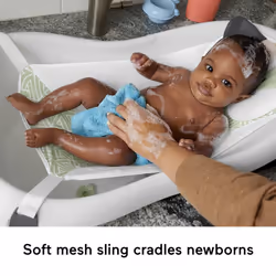 Fisher-Price Baby to Toddler Bath 4-in-1 Sling n Seat Tub with Removable Infant Support and 2 Toys  Puppy Perfection