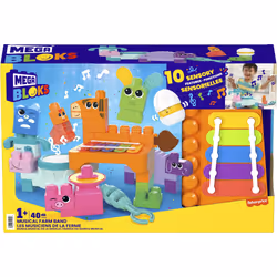 MEGA BLOKS Fisher Price Musical Farm Band Sensory Block Toy (45 Pieces) for Toddler