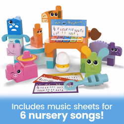 MEGA BLOKS Fisher Price Musical Farm Band Sensory Block Toy (45 Pieces) for Toddler - Additional view 4