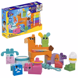 MEGA BLOKS Fisher Price Musical Farm Band Sensory Block Toy (45 Pieces) for Toddler - Additional view 6